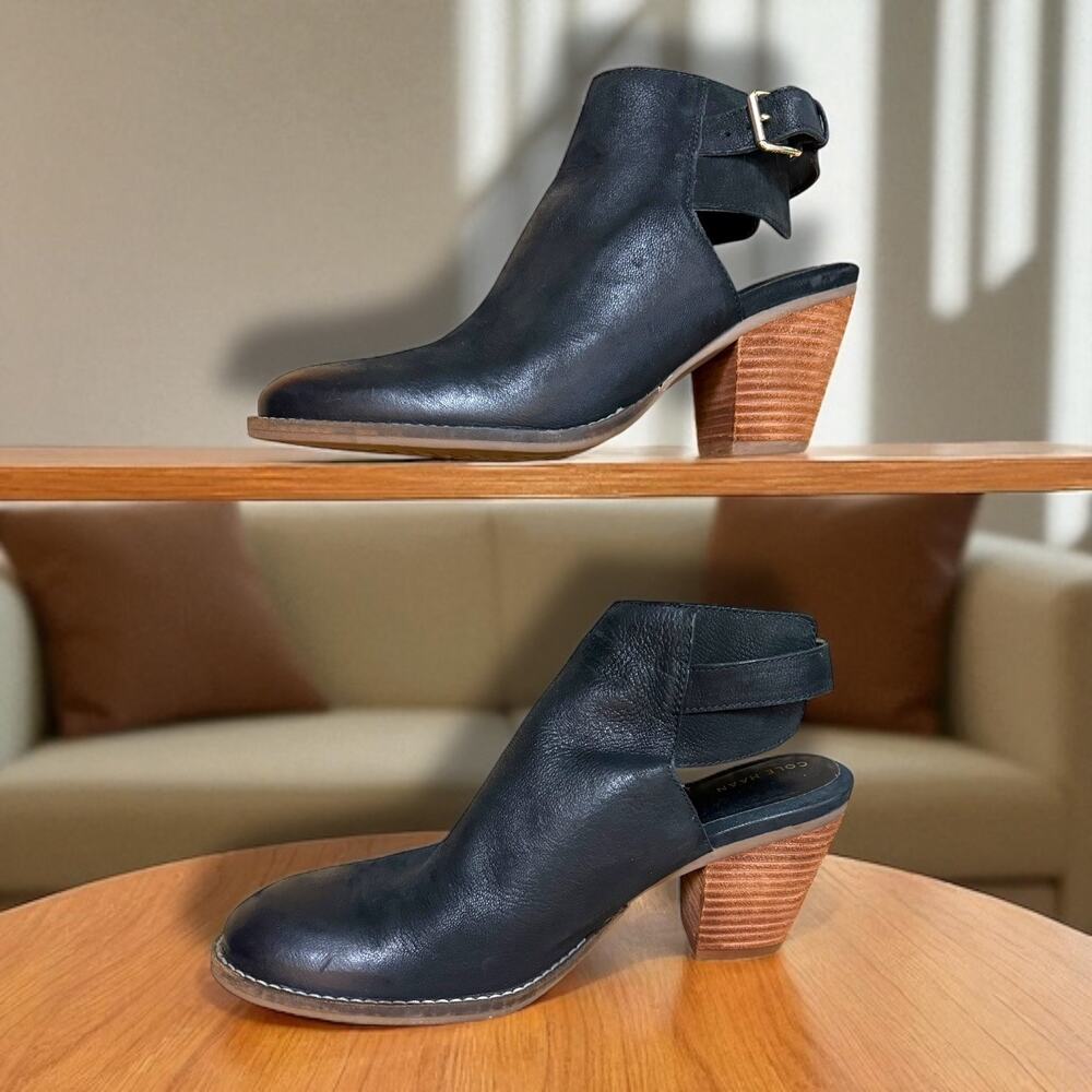 Cole Haan Pippa Block Heel Open Heel  Bootie EUC